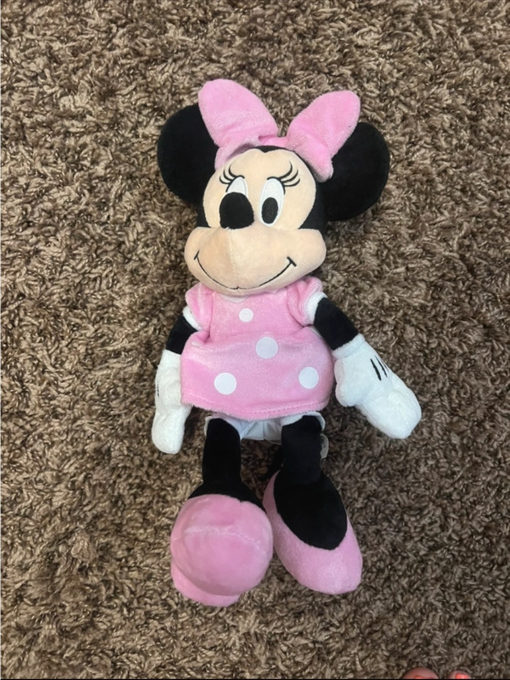Disney Minnie Mouse Plush Toy in Pink and White Polka Dress